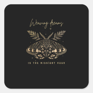 Adesivo Quadrado Whimsigoth Cottagecore Goblincore Mystical Moth Go