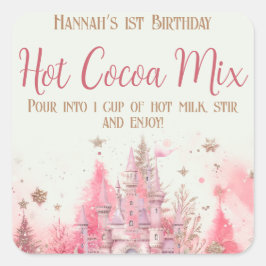 Adesivo Quadrado Whimsso Winter Princess Birthday Hot Cacau