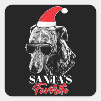 Adesivo Quadrado Whippet Santas favorita Engraçado Natal