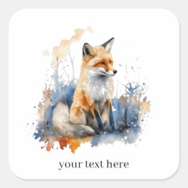Adesivo Quadrado Whispers da Raposa Selvagem em Aquarela, personali