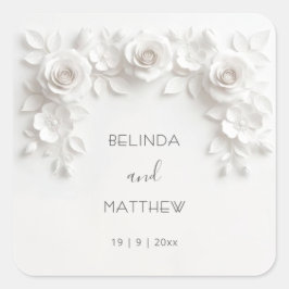 Adesivo Quadrado White 3D Floral Roses | Wedding