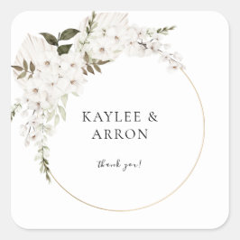Adesivo Quadrado White Boho Floral Obrigado 2