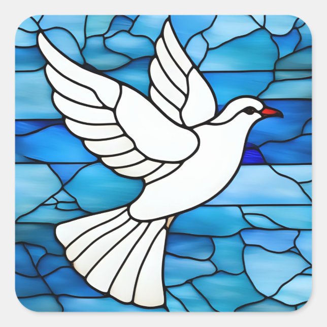 Adesivo Quadrado White Dove on Stained Glass (Frente)