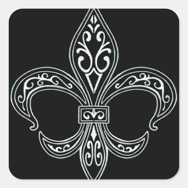 Adesivo Quadrado White Fleur De Lis Sticker (Frente)