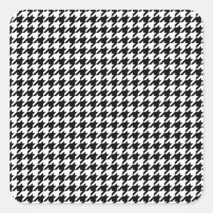 Adesivo Quadrado White Houndstooth Preto Clássico
