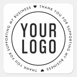 Adesivo Quadrado White Obrigado Por Apoiar Minha Empresa