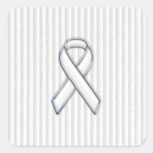 Adesivo Quadrado White on White Ribbon Awarness Stripes