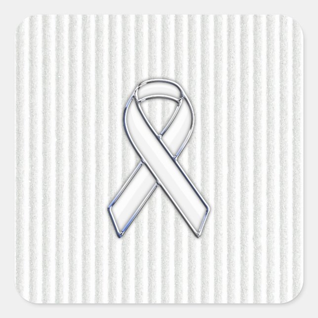 Adesivo Quadrado White on White Ribbon Awarness Stripes (Frente)