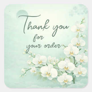 Adesivo Quadrado White orchid Thank You For your order