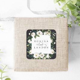 Adesivo Quadrado White Peony | Casamento de quadro floral personali