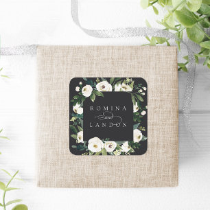 Adesivo Quadrado White Peony Casamento de quadro floral personali