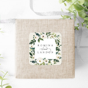 Adesivo Quadrado White Peony   Casamento de quadro floral personali