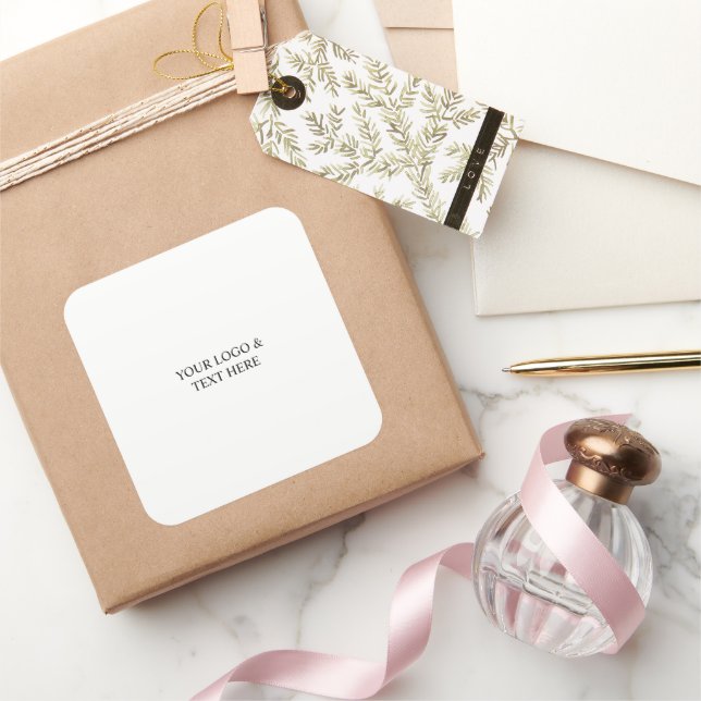 Adesivo Quadrado White Personalized – Your Logo & Text Here (Presentear)