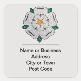 Adesivo Quadrado White Rose 4-line Address - Publicação Encerrada Y