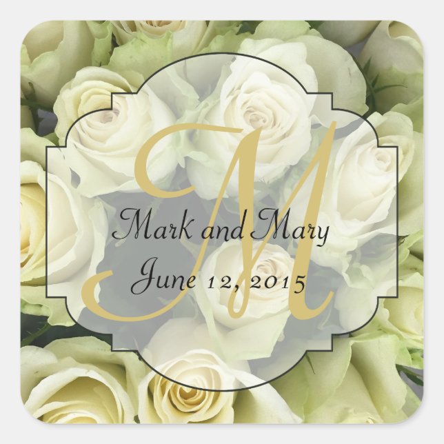 Adesivo Quadrado White Roses Suite Blush Champagne (Frente)