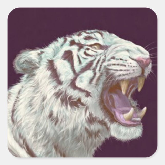 Adesivo Quadrado White Tiger Fierce Pose – Sticker (Frente)