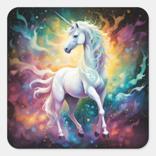 Adesivo Quadrado White Wonder: O Unicórnio Branco Espectral