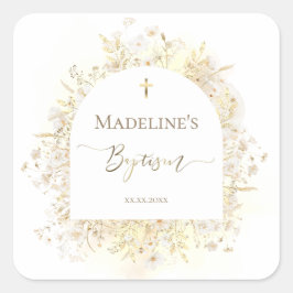 Adesivo Quadrado white yellow flowers Baptism