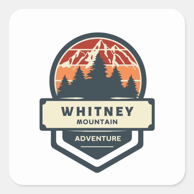 Adesivo Quadrado Whitney mountain peak climbing and hiking (Frente)