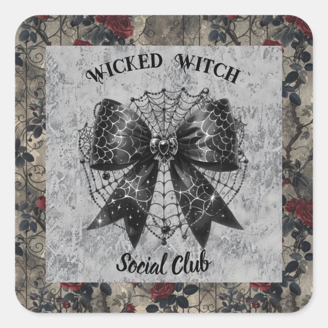 Adesivo Quadrado Wicked Witch Social Club Coquette (Frente)