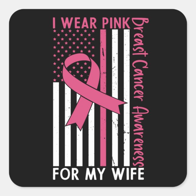 Adesivo Quadrado Wife Mom Mother Family Matching Breast Cancer Gift (Frente)