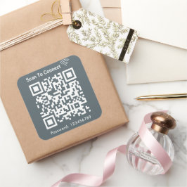 Adesivo Quadrado Wifi Scan To Connect Password Qr Code Marinho