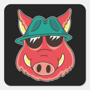Adesivo Quadrado Wild Boar Cartoon