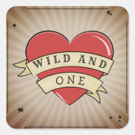 Adesivo Quadrado Wild e One Tattoo Heart Terceiro Aniversário