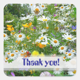 Adesivo Quadrado WILD FLOWER MEADOW ~ Square Obrigado Sticker