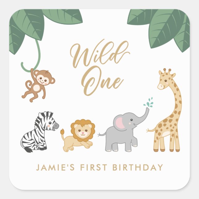 Adesivo Quadrado Wild One First Birthday (Frente)