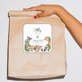 Adesivo Quadrado Wild One Safari Animal Jungle Chá de fraldas Favor