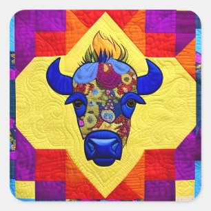 Adesivo Quadrado Wild West Bison Quilt Like Design