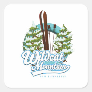 Adesivo Quadrado Wildcat Mountain New Hampshire Ski poster Button