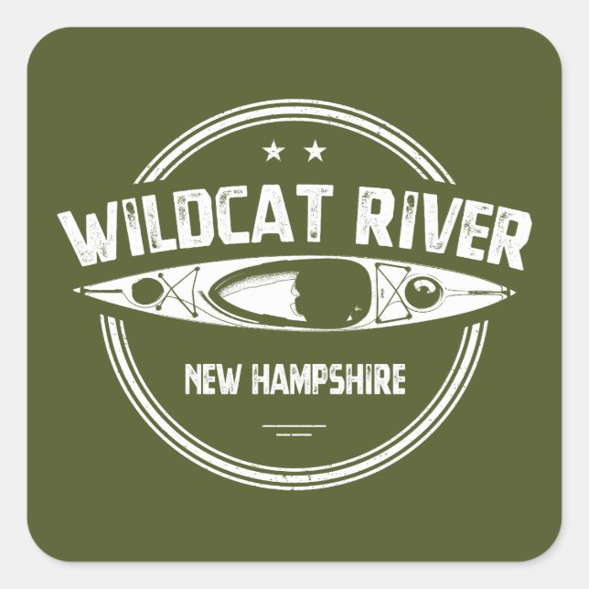Adesivo Quadrado Wildcat River New Hampshire Kayak (Frente)