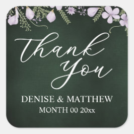 Adesivo Quadrado Wildflower & Fern sobre Floresta Verde