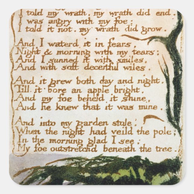 Adesivo Quadrado William Blake | Uma árvore venenosa (Frente)