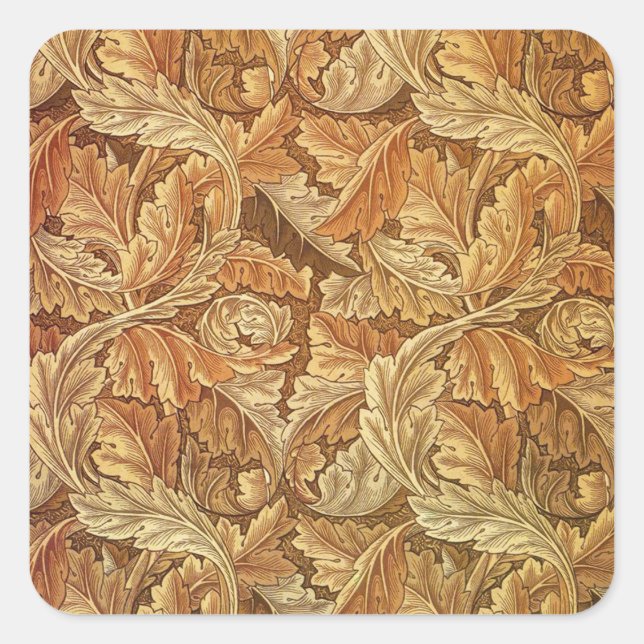Adesivo Quadrado William Morris Acanthus Brown Autumn Leaves (Frente)