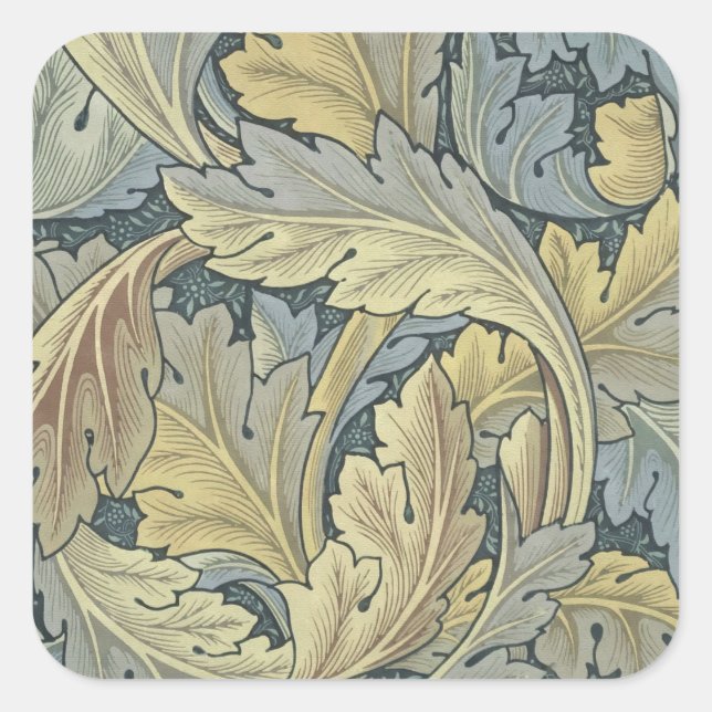 Adesivo Quadrado William Morris Acanthus Deixa Arte Floral Nouveau (Frente)