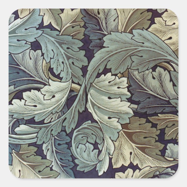 Adesivo Quadrado William Morris Acanthus Wallpaper Folhas (Frente)