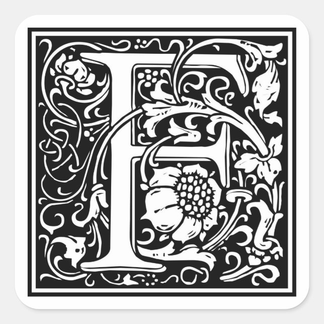 Adesivo Quadrado William Morris Alphabet "F" (Frente)