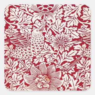 Adesivo Quadrado William Morris Bird e Anemone