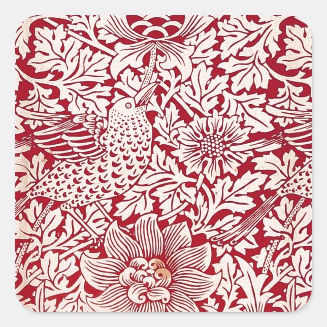 Adesivo Quadrado William Morris Bird e Anemone (Frente)