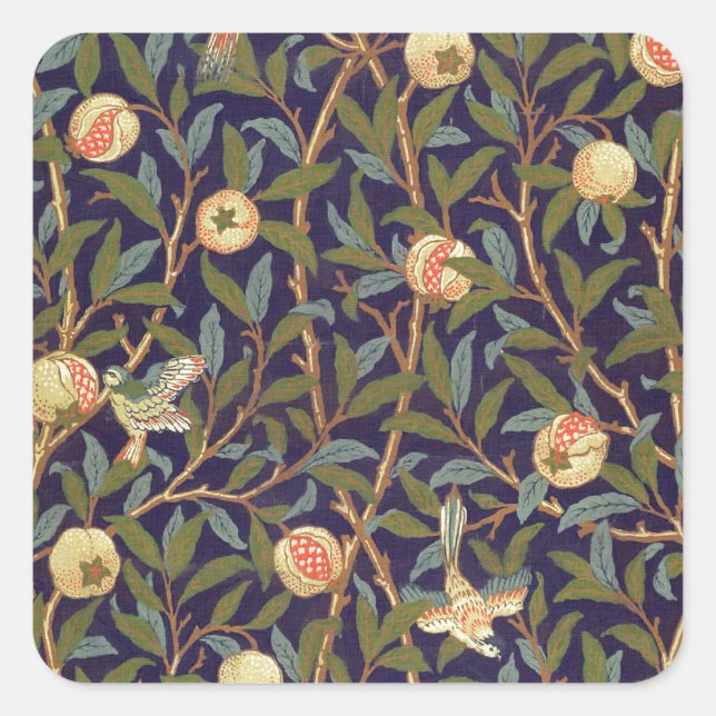 Adesivo Quadrado William Morris Bird E Pomegranato (Frente)
