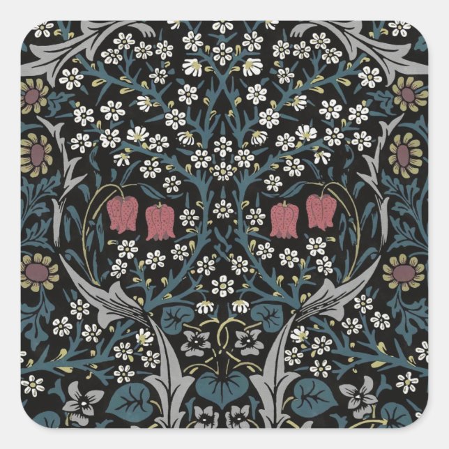 Adesivo Quadrado William Morris Blackthorn Floral Art Nouveau (Frente)