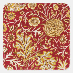 Adesivo Quadrado William Morris Cherwell Padrão Floral Vermelho