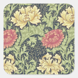 Adesivo Quadrado William Morris Chrysanthemum Vintage Arte Floral