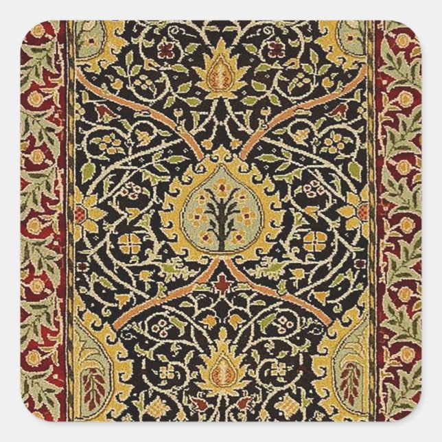 Adesivo Quadrado William Morris Classic Carpet Art Impressão Design (Frente)