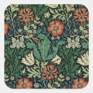 Adesivo Quadrado William Morris Compton Floral Art Nouveau Pattern