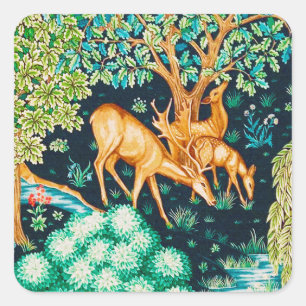 Adesivo Quadrado William Morris Deer por um Impressão do Brook Tape