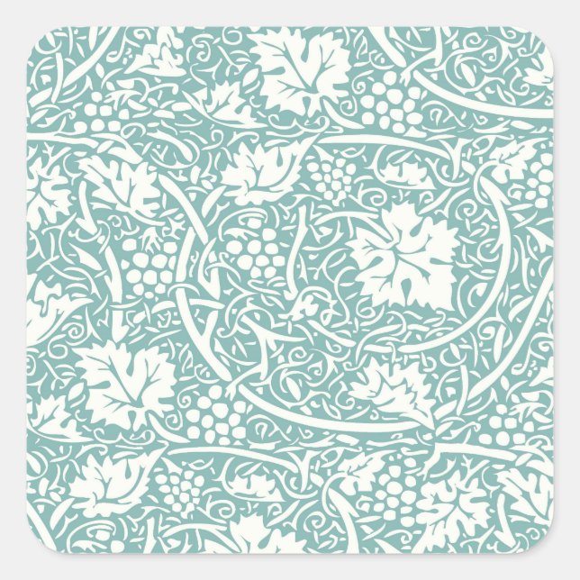 Adesivo Quadrado William Morris Grape Pattern Teal Turquoise (Frente)